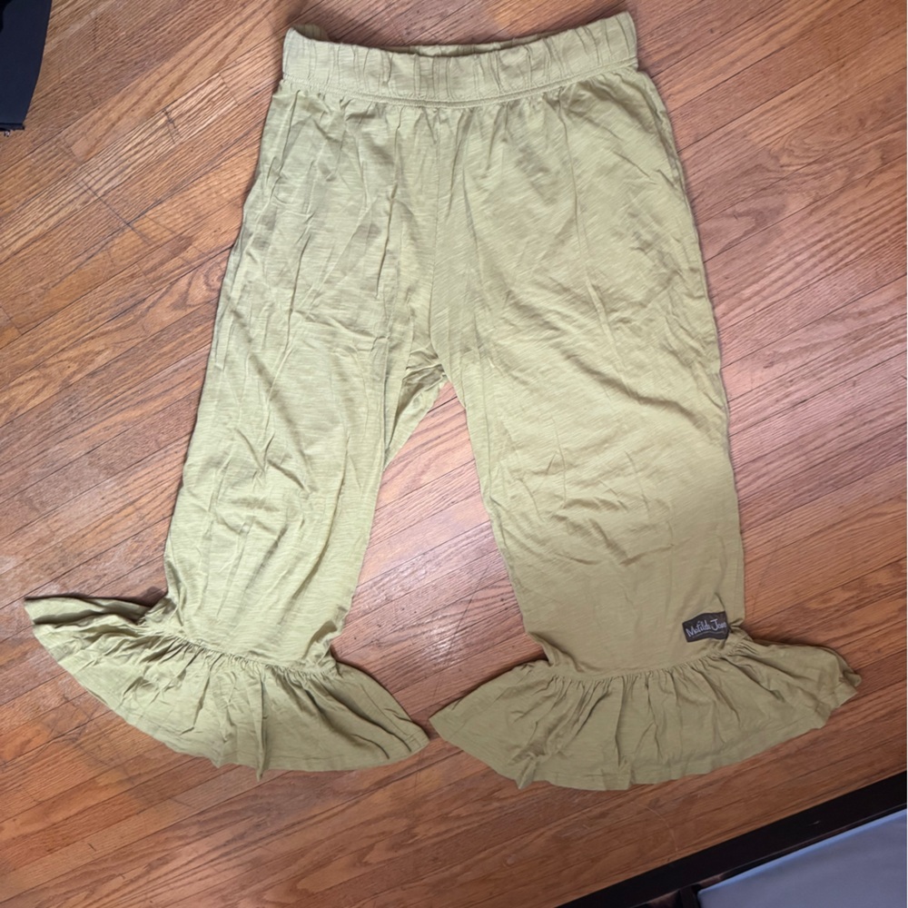 Matilda Jane Kids Ruffle Hem Pants in Light Green